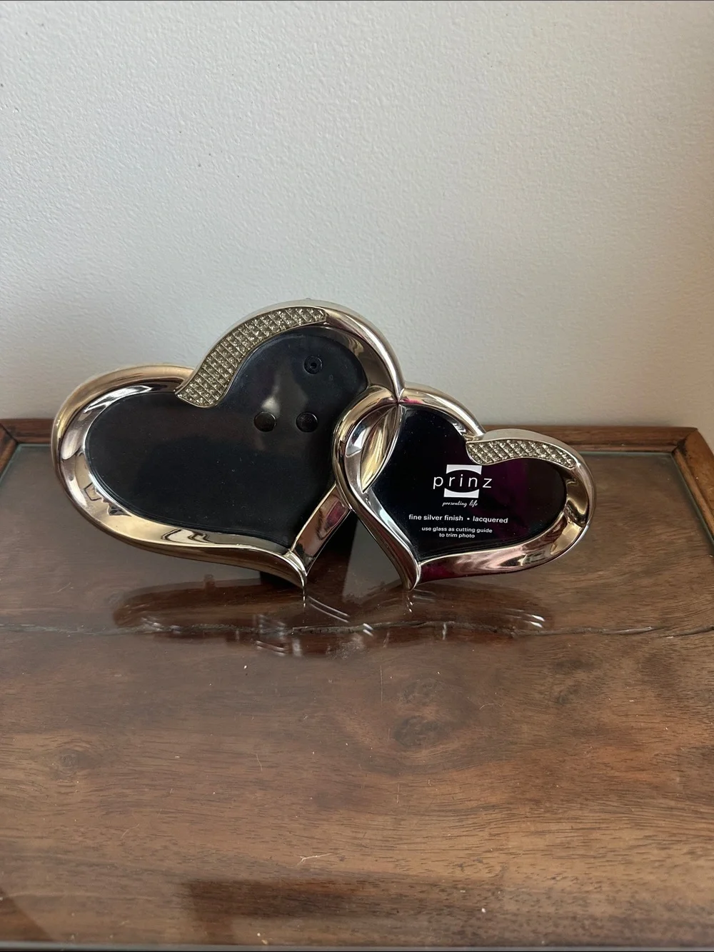 Silver Heart Double Photo Frame - Silver